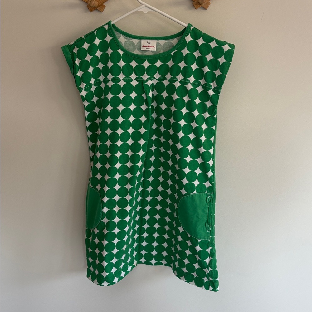 Hanna Andersson Green White Polka Dot Dress size 150 size 12 Girls